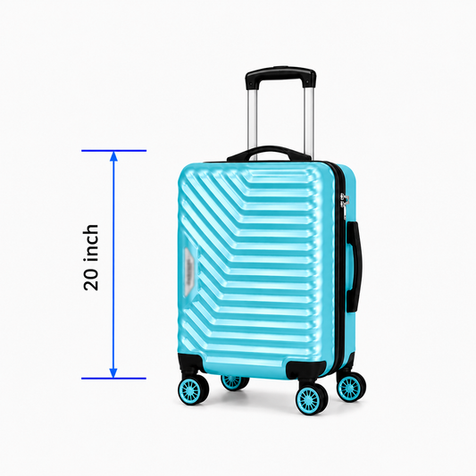 Geometric Hard Shell Spinner Travel Suitcase - Light Blue - 20 Inch (Small)