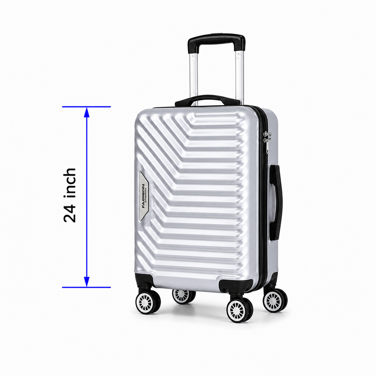 Geometric Hard Shell Spinner Travel Suitcase - Silver - 24 Inch (Medium)