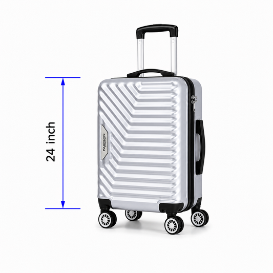 Geometric Hard Shell Spinner Travel Suitcase - Silver - 24 Inch (Medium)