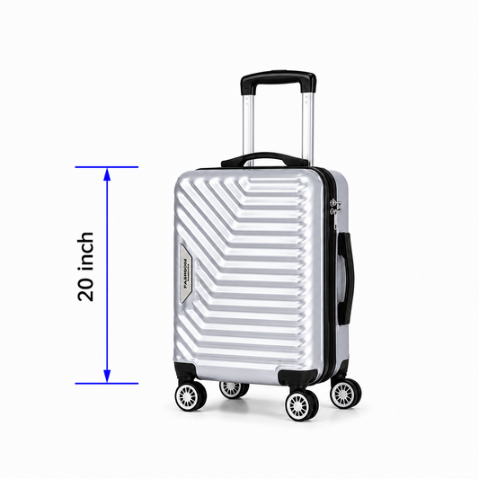Geometric Hard Shell Spinner Travel Suitcase - Silver - 20 Inch (Small)