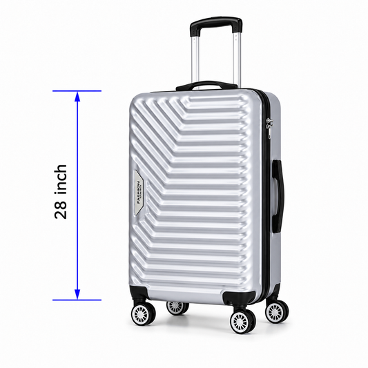 Geometric Hard Shell Spinner Travel Suitcase - Silver - 28 Inch (Large)