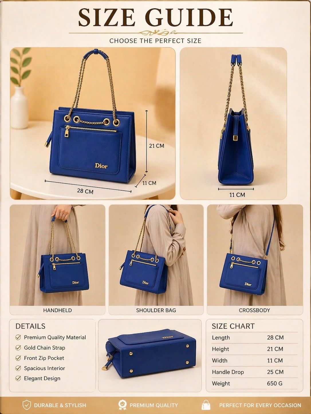 DIOR DOUBLE CHAIN BAG - HB023-3