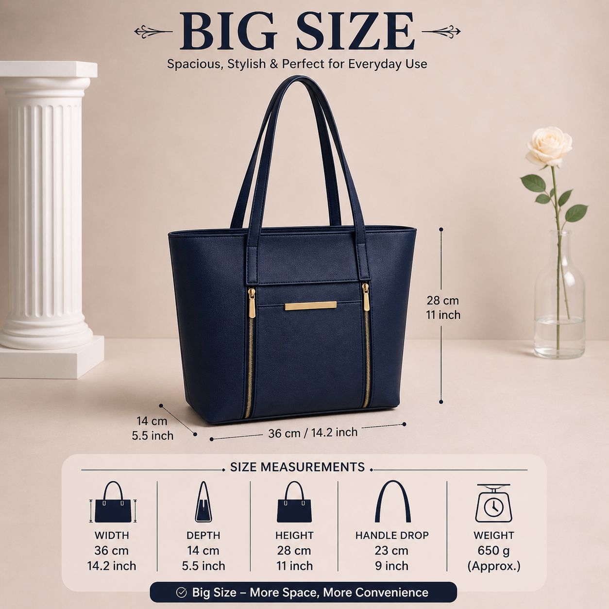 LEATHER BAG PERFECT FOR UNIVERSITY, OFFICE, SHOPPING - HB011 - 1