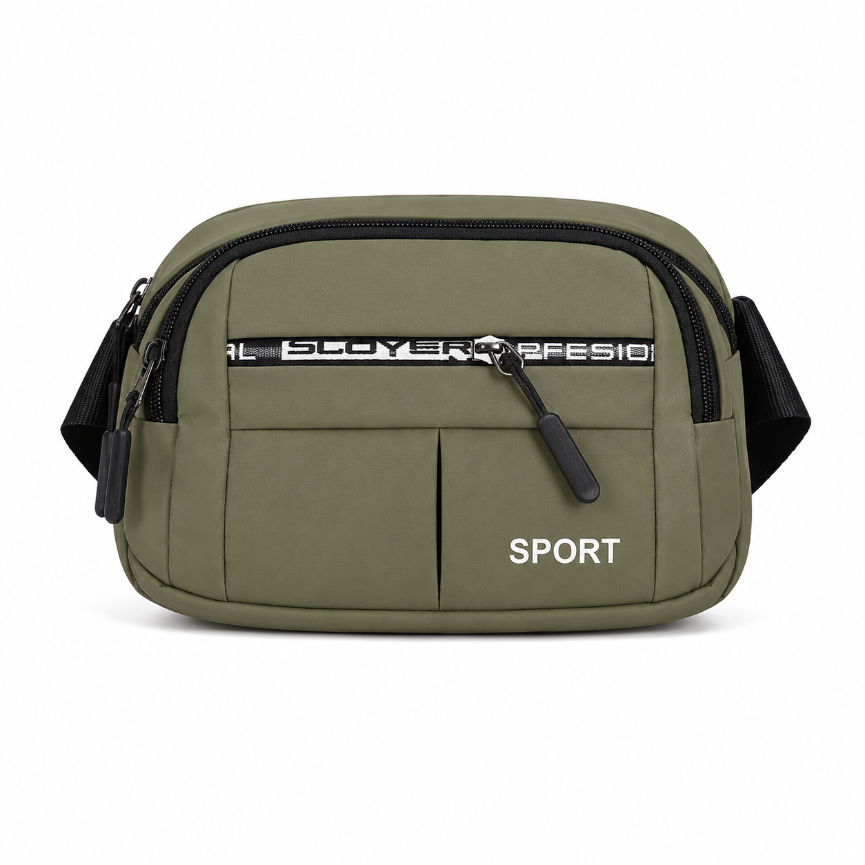Mens Sport Multi Pocket Sling Bag ADJ Strap - Olive