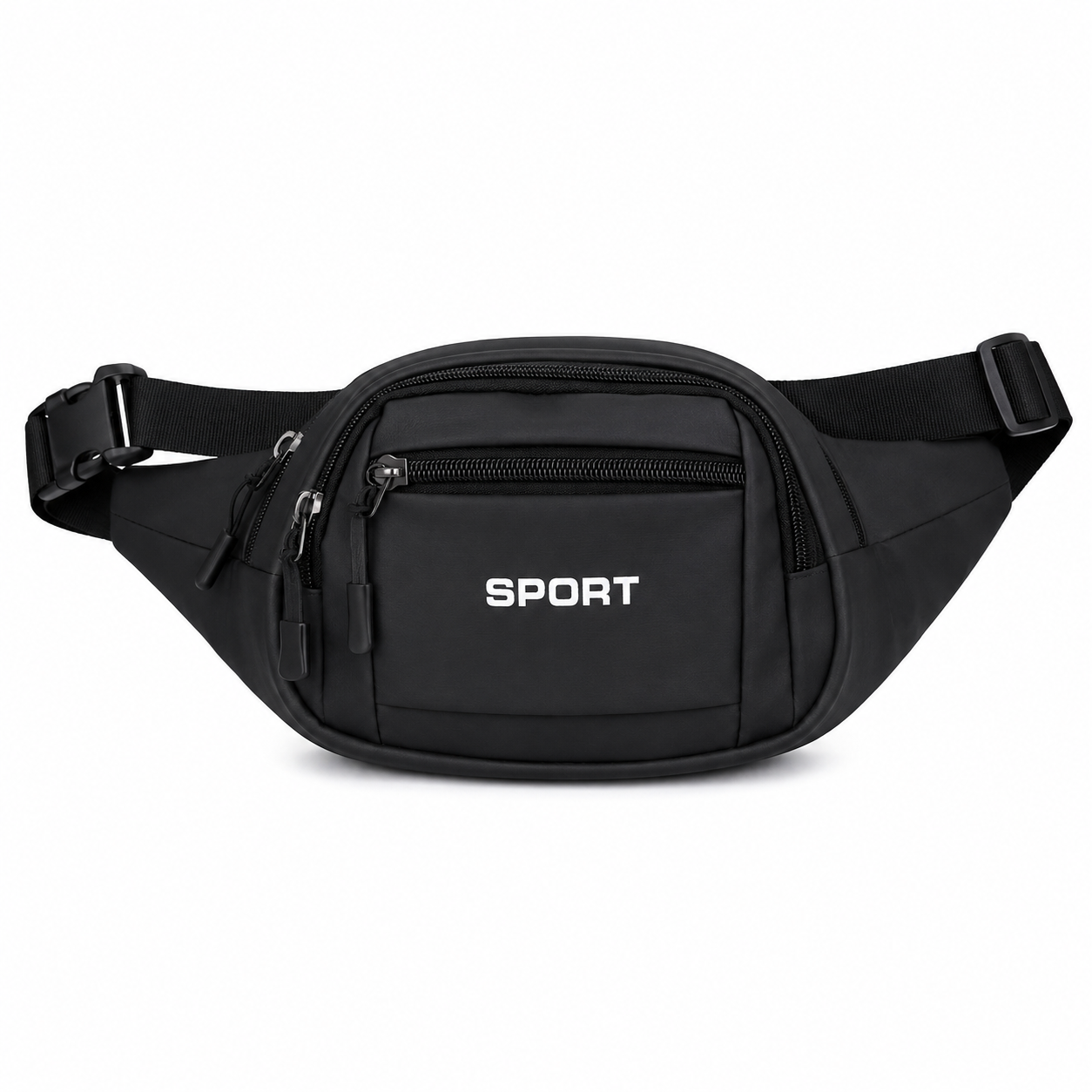 Mens Sport Waist Bag Stylish Nylon Fanny Pack - Black