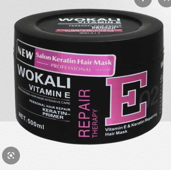 Wokali Salon Keratin Hair Mask with Vitamin E 500ml - Pink
