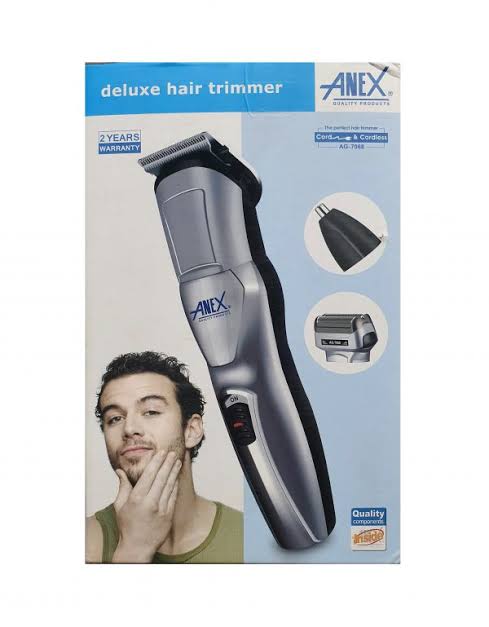 Anex 3-in-1 Men's Grooming Kit - Shaver, Trimmer & Nose Trimmer (AG-7068) - Win Bachat