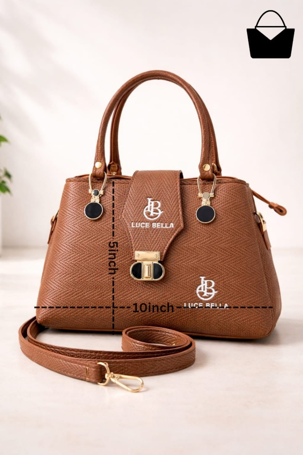Women's Classic Printed Crescent Shoulder Bag - Light Brown