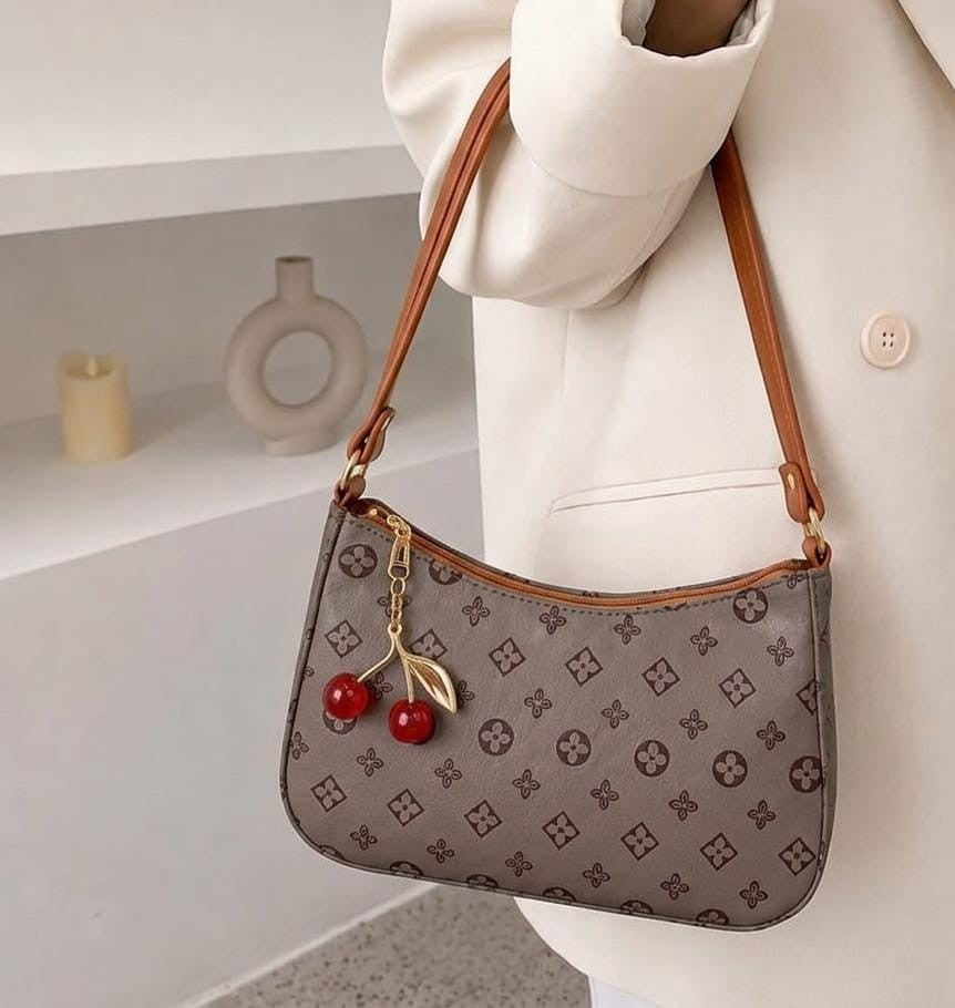 Trendy Printed Shoulder Handbag for Women - Brown