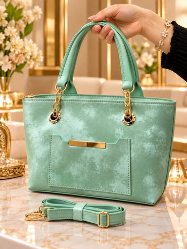 Premium Luxury Tote Handbag with Gold Chain Handles for Women