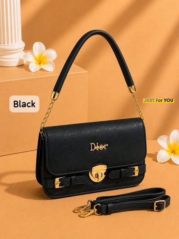 Elegant Flap Crossbody Handbag with Gold Buckle for Women
