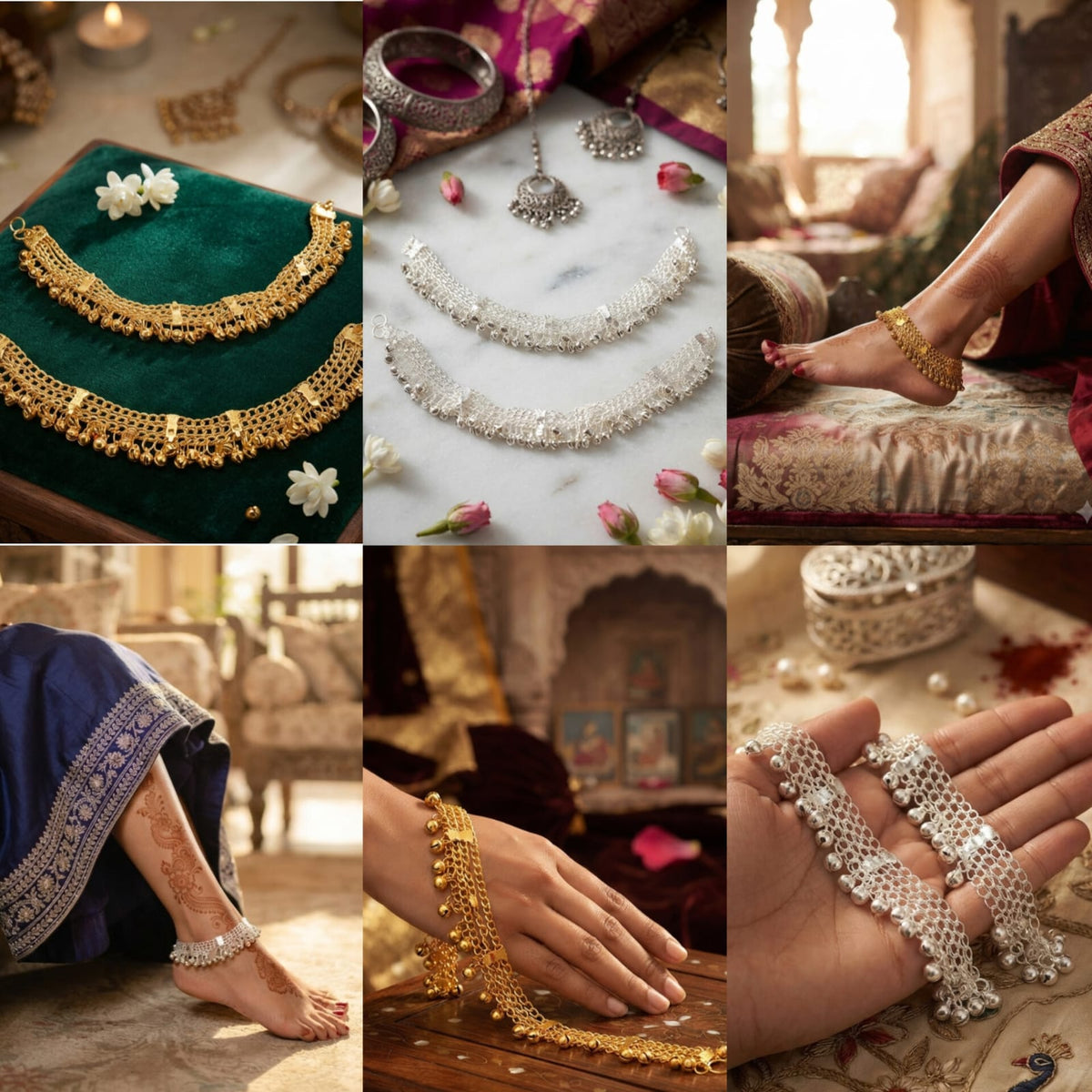 Traditional Gold-Tone Bridal Anklet - View 3 - Win Bachat
