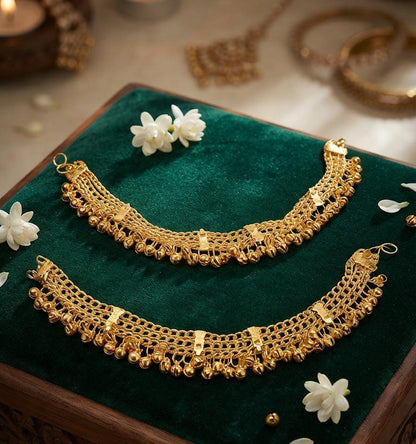 Traditional Gold-Tone Bridal Anklet - View 4 - Win Bachat