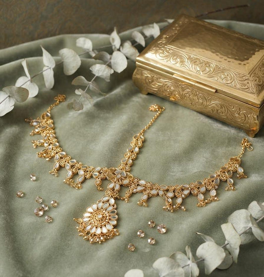 Traditional Mirror-Style Gold-Tone Matha Patti - Win Bachat