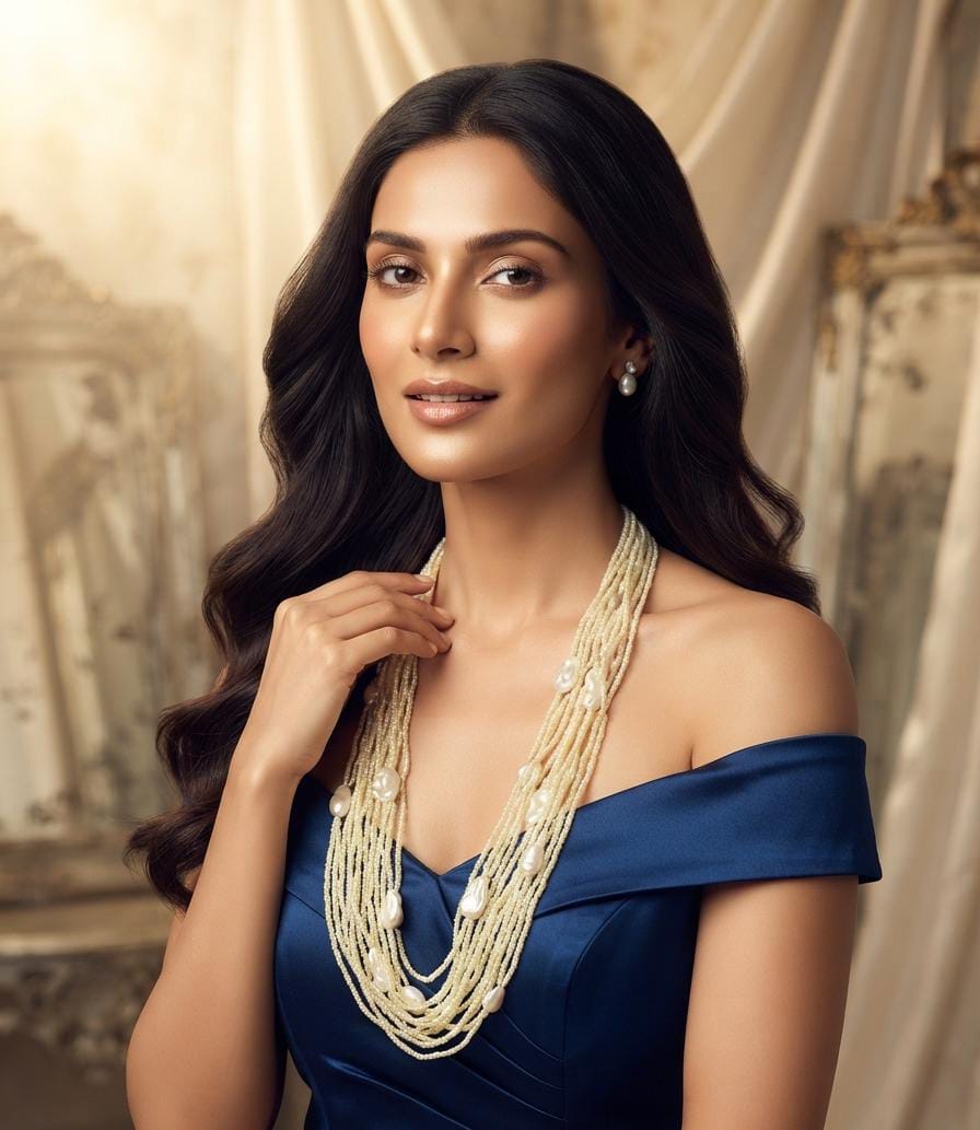 Ivory Multi-Strand Pearl-Style Statement Necklace - Win Bachat
