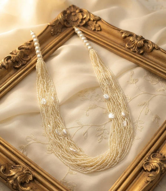 Ivory Multi-Strand Pearl-Style Statement Necklace - View 5 - Win Bachat