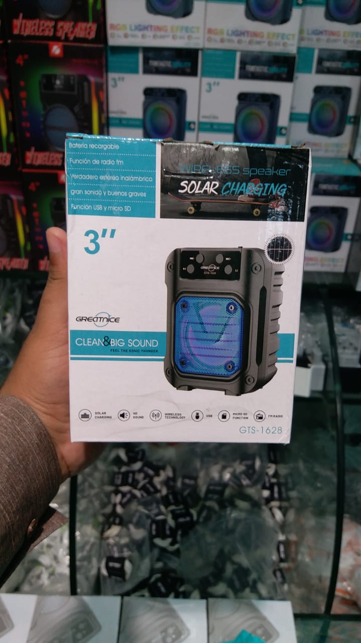 GTS-1628 3-Inch Solar Charging Wireless Bluetooth Speaker - Win Bachat