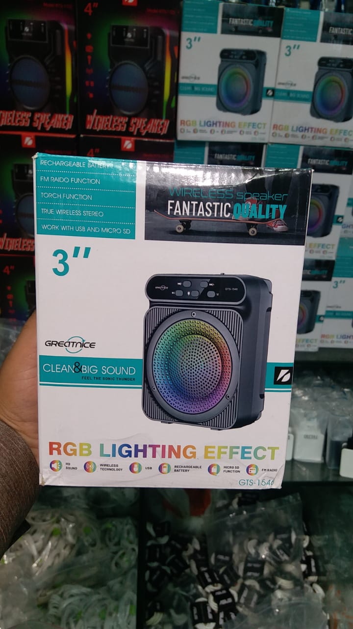 GTS-1546 3-Inch Wireless Bluetooth Speaker with RGB Lighting - Win Bachat