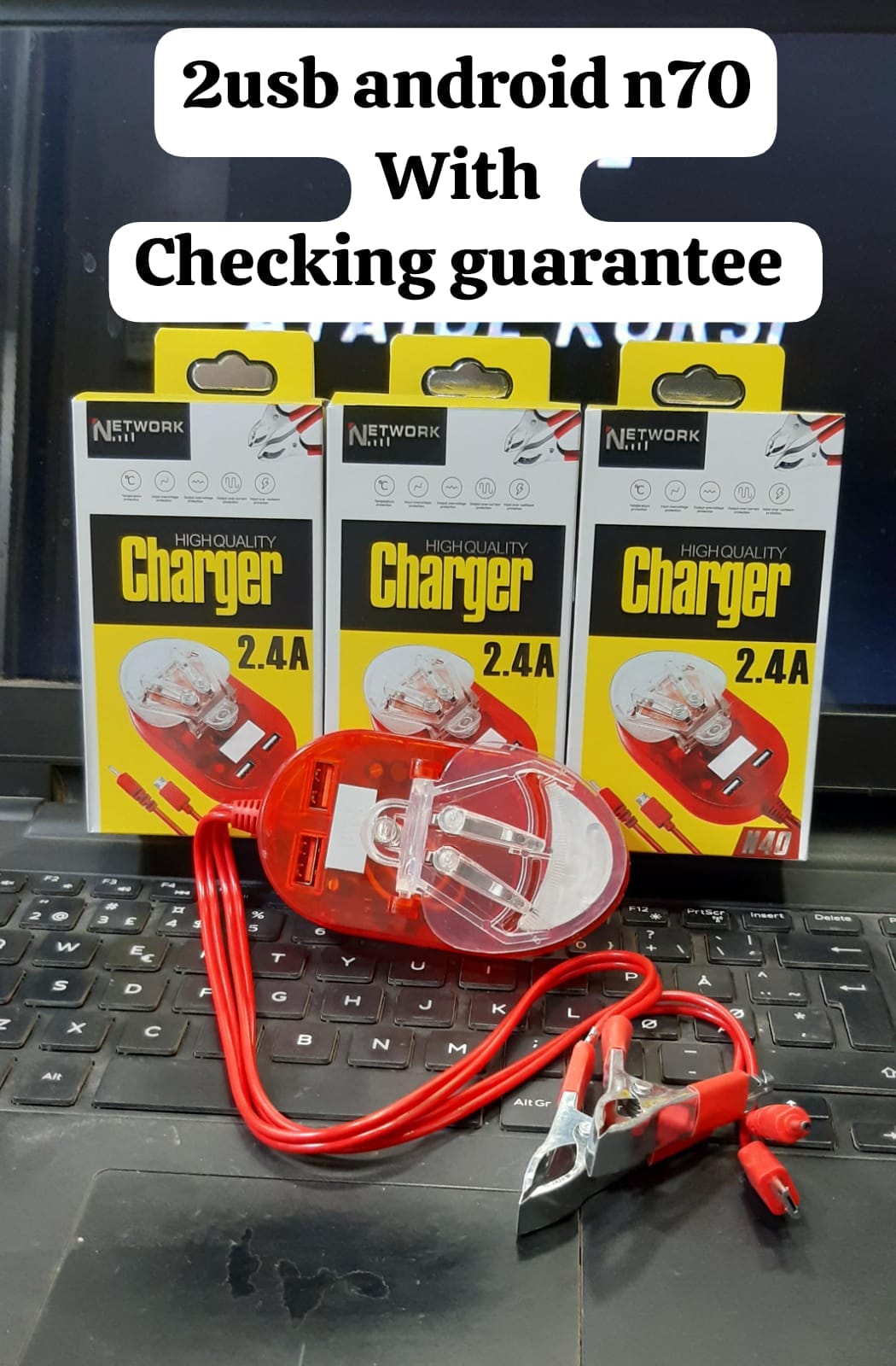 Network N40 2.4A Dual USB Motorcycle Battery Clip Charger - Win Bachat