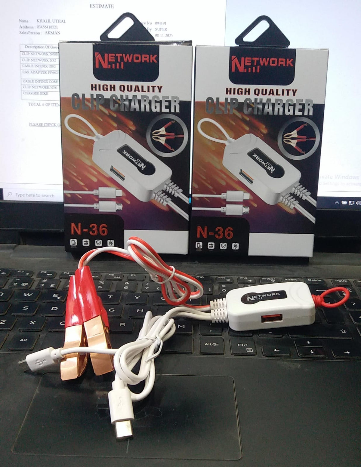 Network N-36 High Quality Clip Charger with USB & Type-C Cable - Win Bachat