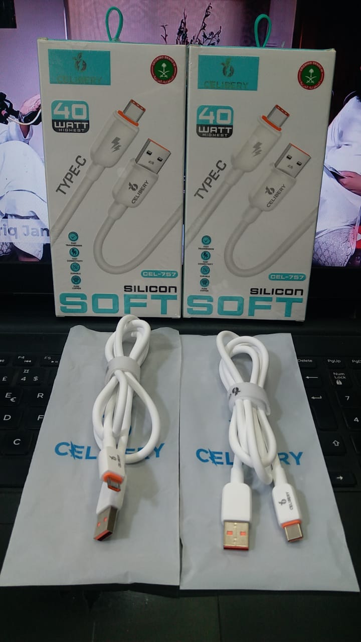 Celibery CEL-757 40W USB to Type-C Soft Silicone Fast Charging Cable - Win Bachat