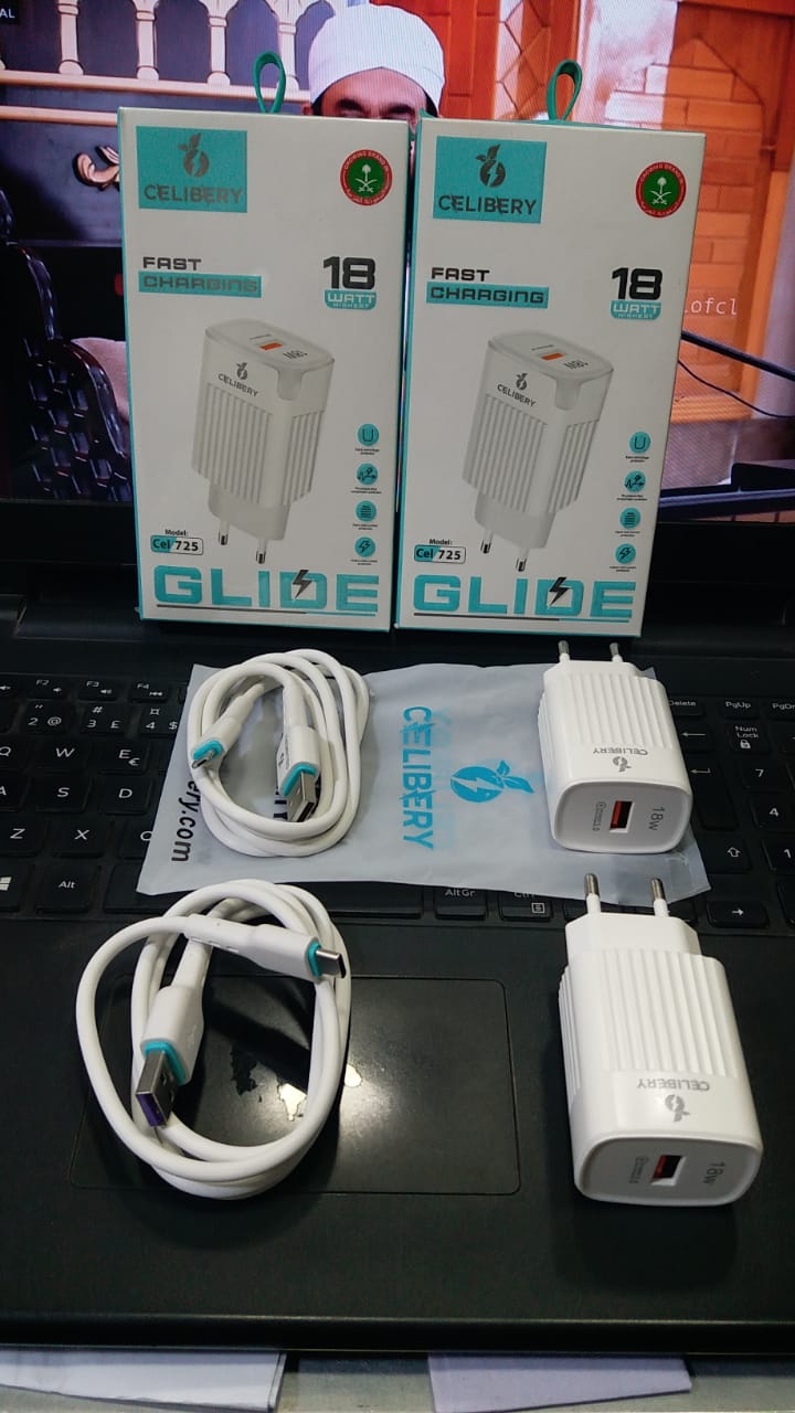 Celibery CEL-725 Glide 18W Fast Charger with USB-A to USB-C Cable - Win Bachat