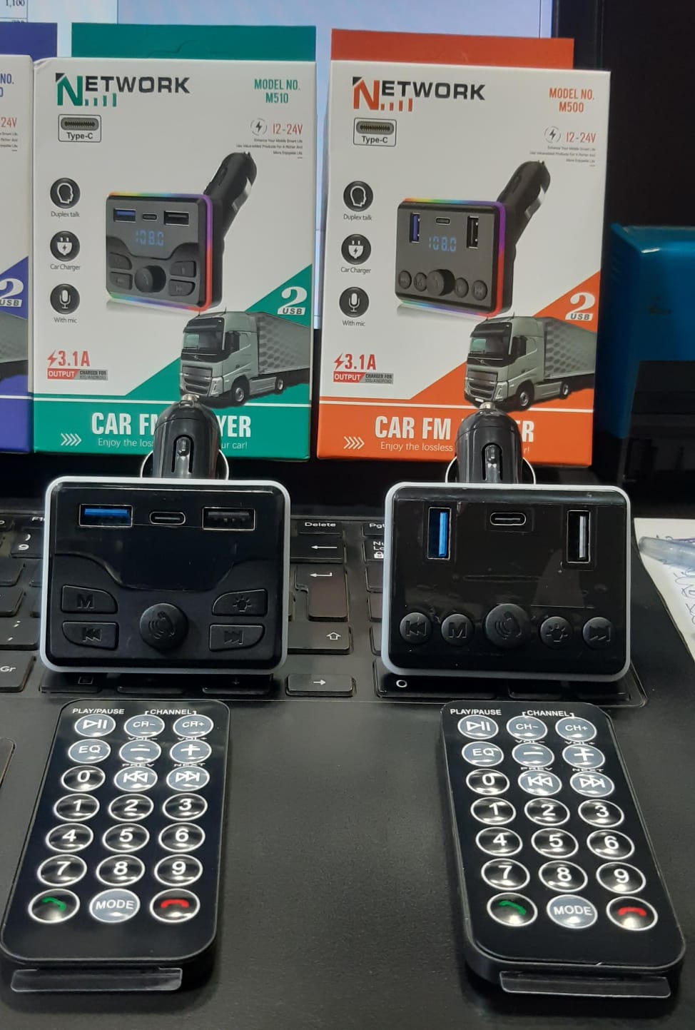 Network M500 Car FM Player with Dual USB, Type-C & Remote Control - Win Bachat