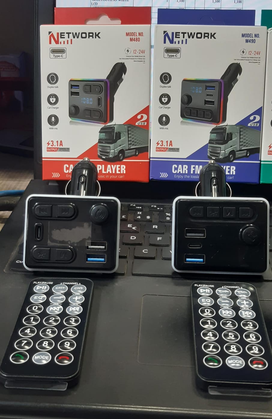 Network M490 Car FM Player with Dual USB, Type-C & Remote Control - Win Bachat