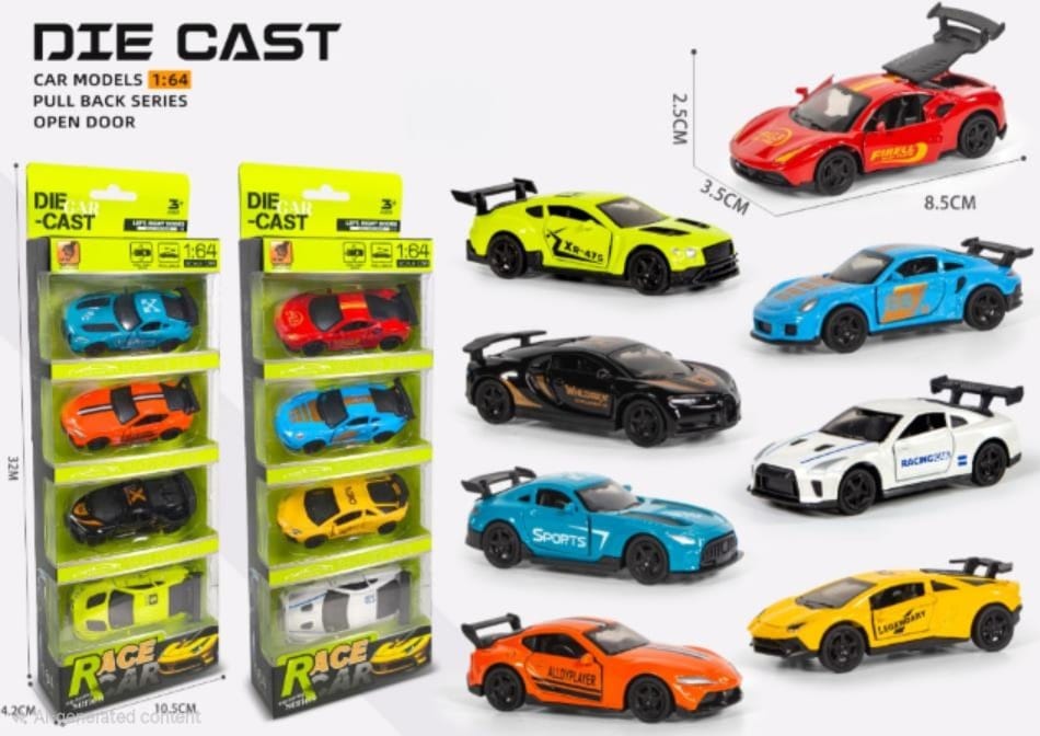 Die-Cast Pull Back Race Car with Opening Doors - Win Bachat
