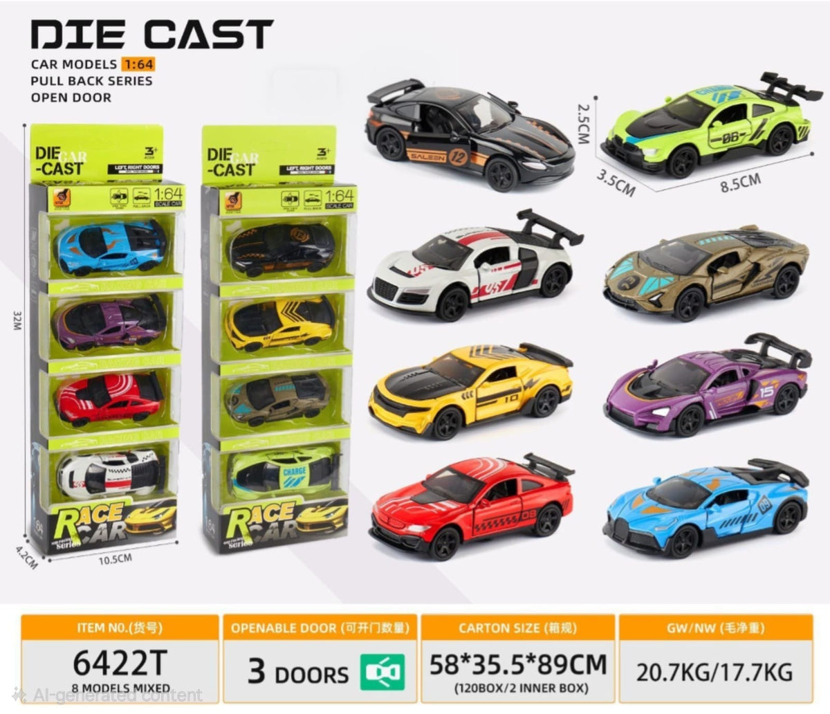 Die-Cast Pull Back Sports Car with Opening Doors - Win Bachat