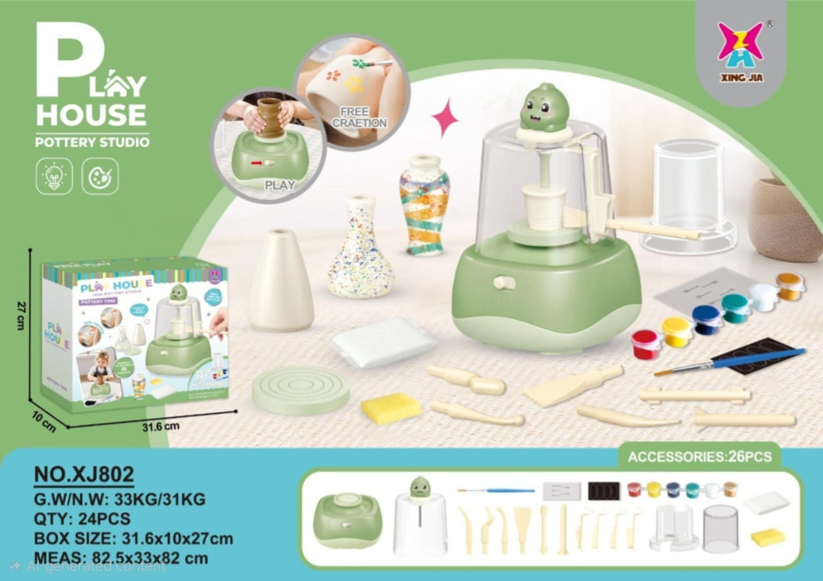 Play House Kids Pottery Studio Electric Clay Wheel Craft Kit - Win Bachat