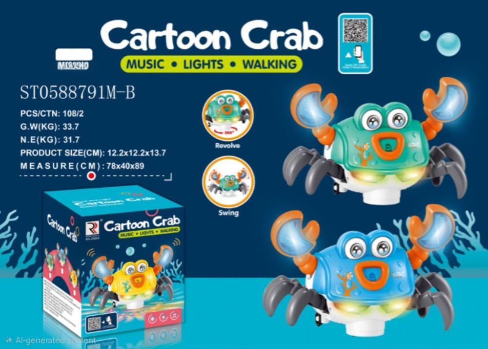 Cartoon Crab Walking Toy with Music & Lights - Win Bachat