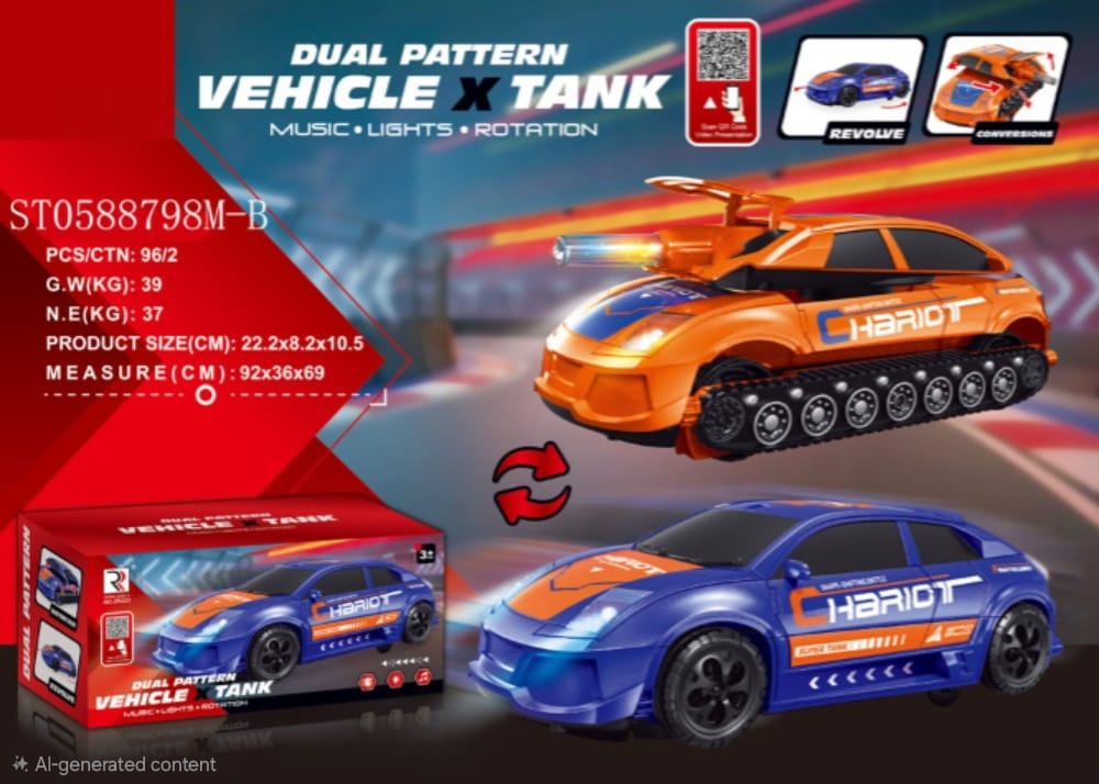 Transforming Vehicle Tank Toy with Music & Lights - Win Bachat