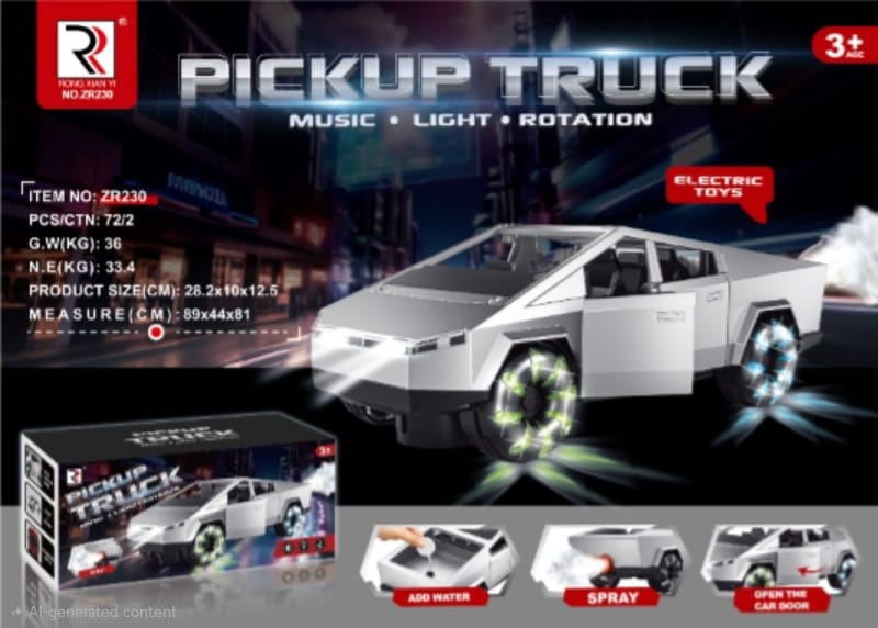 Electric Spray Pickup Truck Toy with Music & Lights - Win Bachat