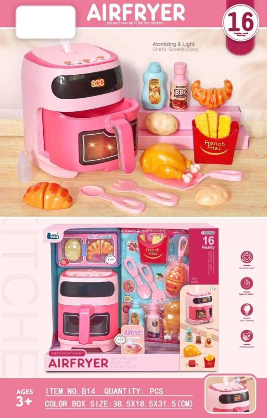 16-Piece Kids Air Fryer Pretend Play Set - B14 - Win Bachat