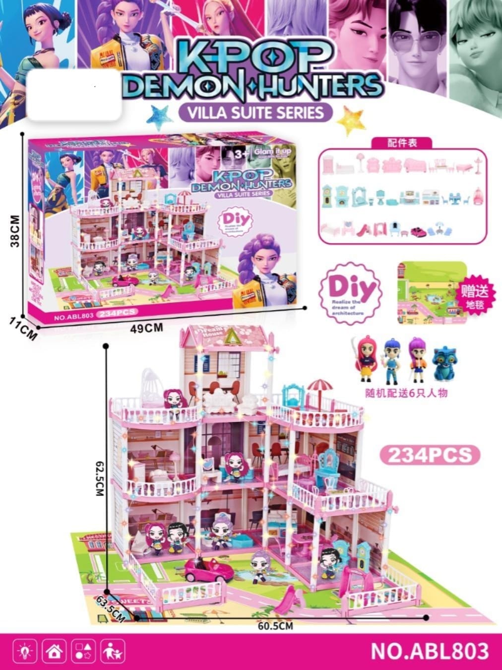 234-Piece K-Pop Demon Hunters Villa Suite Dollhouse - ABL803 - Win Bachat