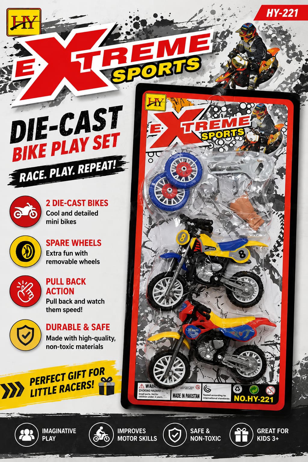 2-Piece Die-Cast Pull-Back Bike Play Set - HY-221 - Win Bachat