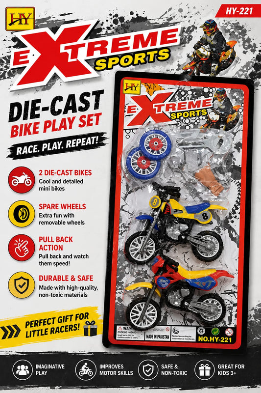 2-Piece Die-Cast Pull-Back Bike Play Set - HY-221 - Win Bachat