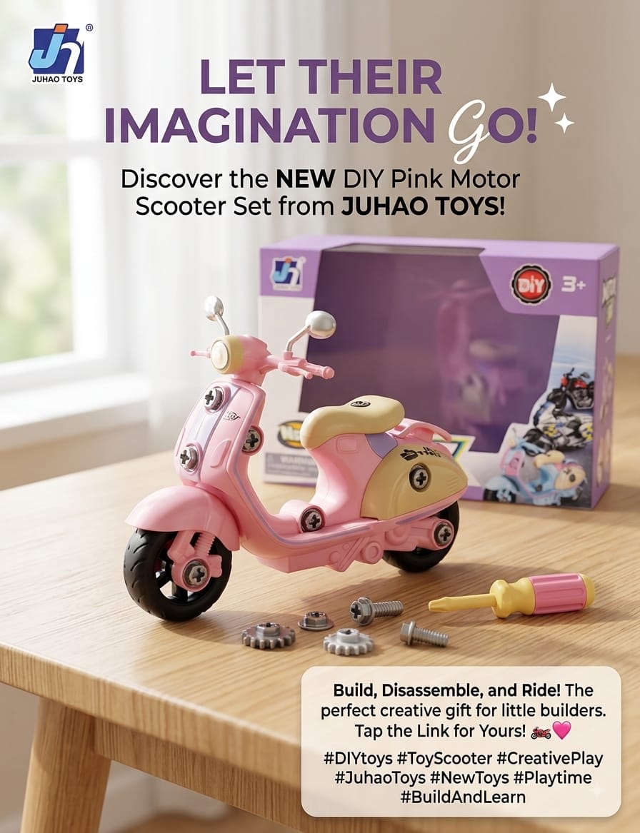 DIY Pink Motor Scooter Assembly Toy Set - Win Bachat