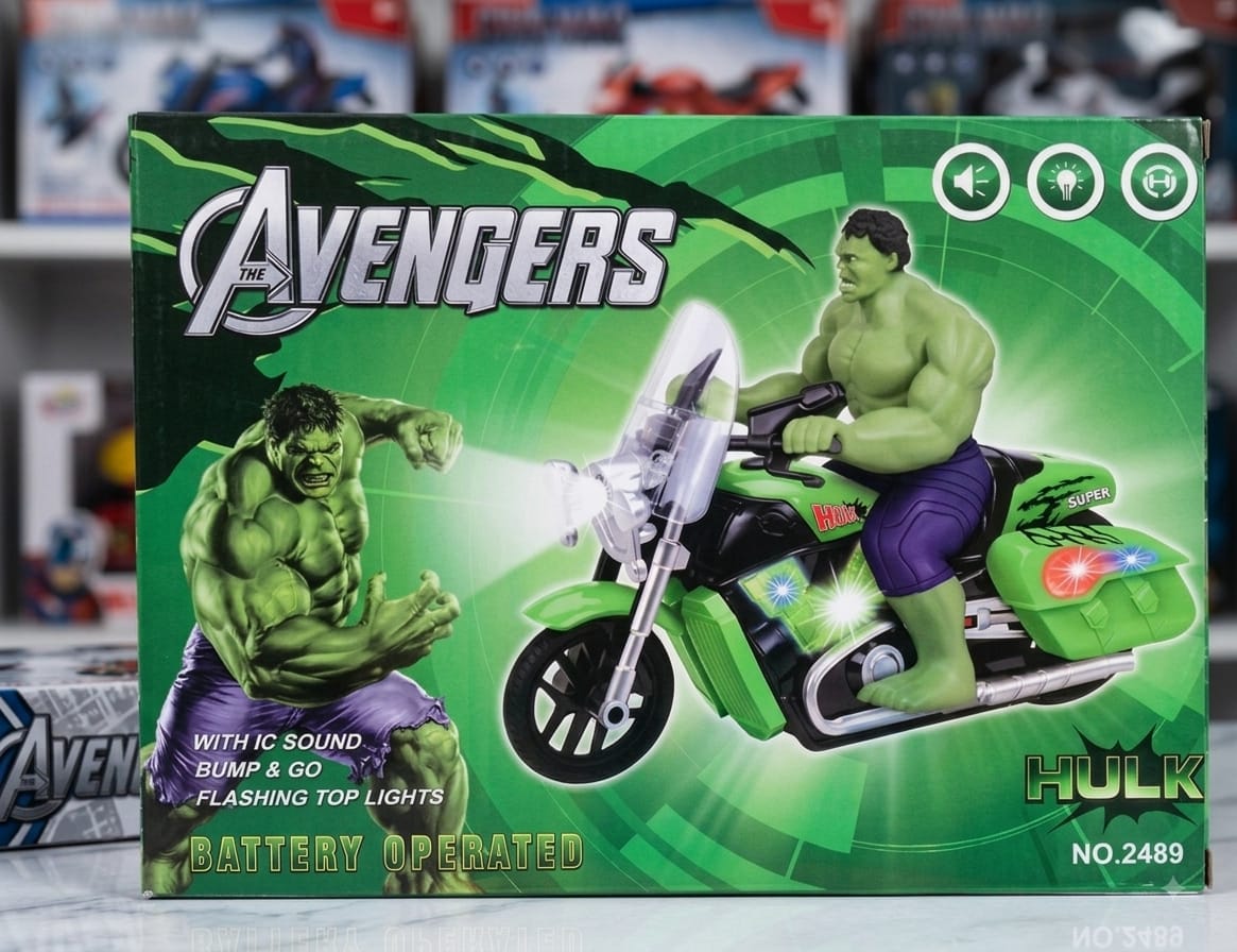 Hulk Motorcycle Battery-Operated Bump & Go Toy - No. 2489 - Win Bachat