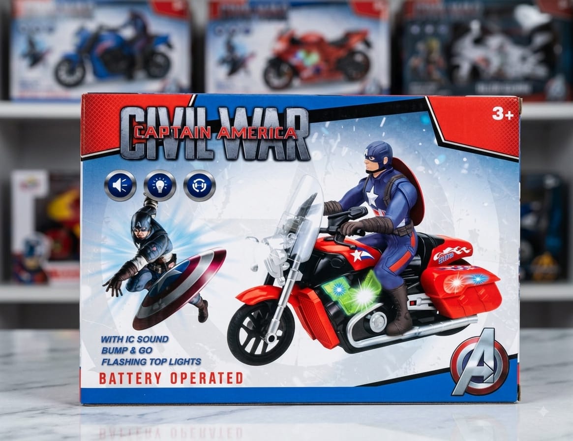 Captain America Motorcycle Bump & Go Toy - Win Bachat