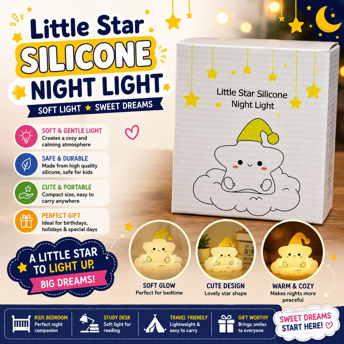 Little Star Silicone Night Light - Win Bachat