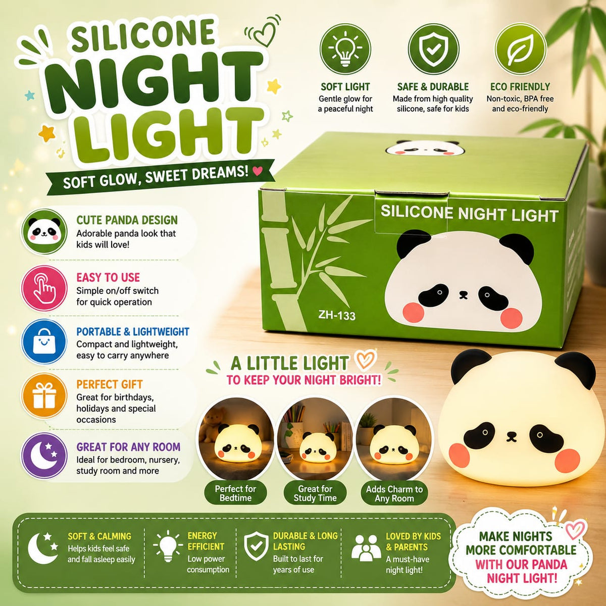 Panda Silicone Night Light - ZH-133 - Win Bachat