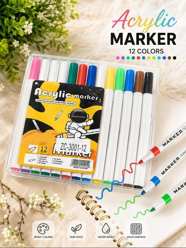 Acrylic Marker Set – 12 Colors