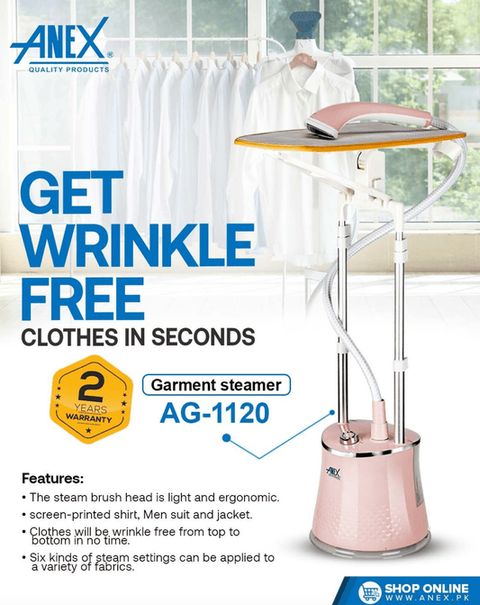 Anex AG-1120 Garment Steamer with Ironing Board - Win Bachat
