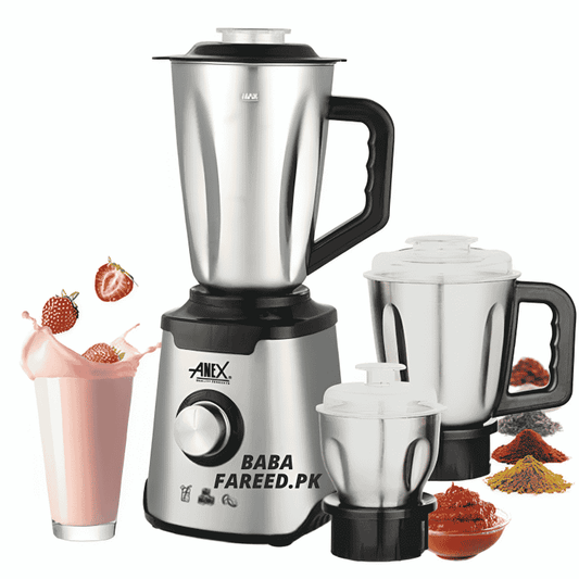 Anex Blender & Grinder Set with 3 Stainless Steel Jars (AG-6133) - Win Bachat