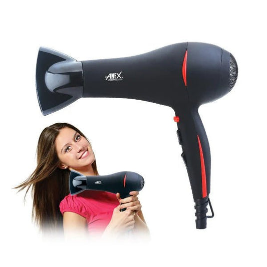 Anex Deluxe Black & Red Hair Dryer (AG-7025) - Win Bachat