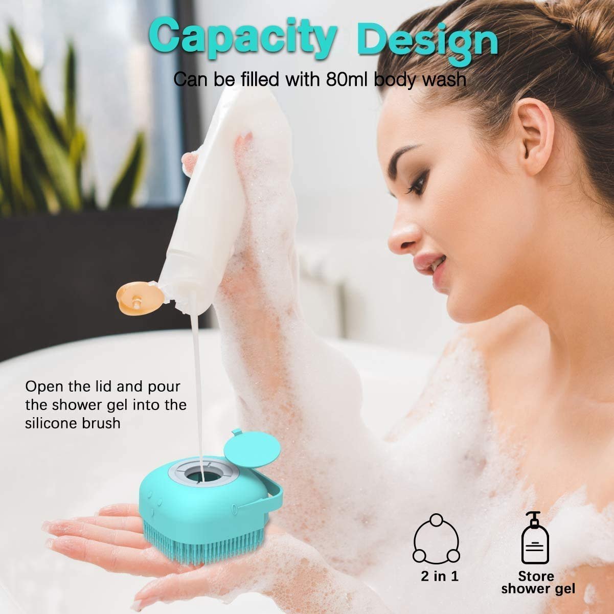 Bath Brush - Silicone Soft Bath Body Brush with Shampoo Dispenser - Win Bachat