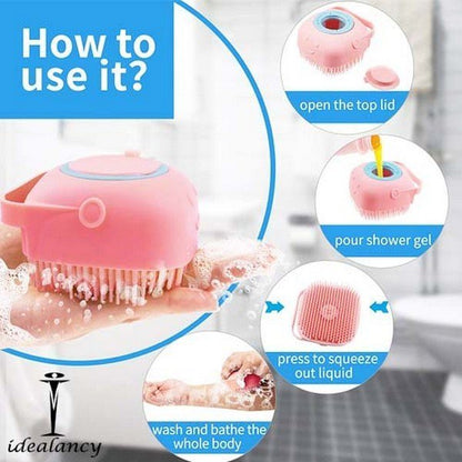 Bath Brush - Silicone Soft Bath Body Brush with Shampoo Dispenser - Win Bachat