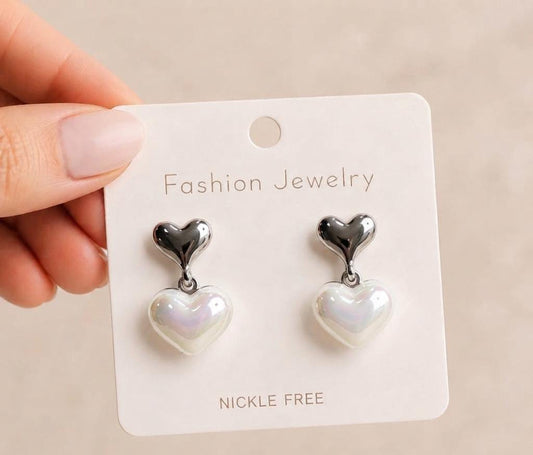 Beautiful Korean Heart Drop Stud Earrings - Win Bachat
